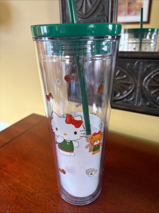 Starbucks Other - Starbucks Hello Kitty Clear Tumbler with Green Lid and Green Straw NWOT